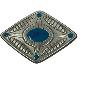 Guidance Belt Buckle Life and Sacred Spirits Collection Silver‎ Tone Blue Enamel